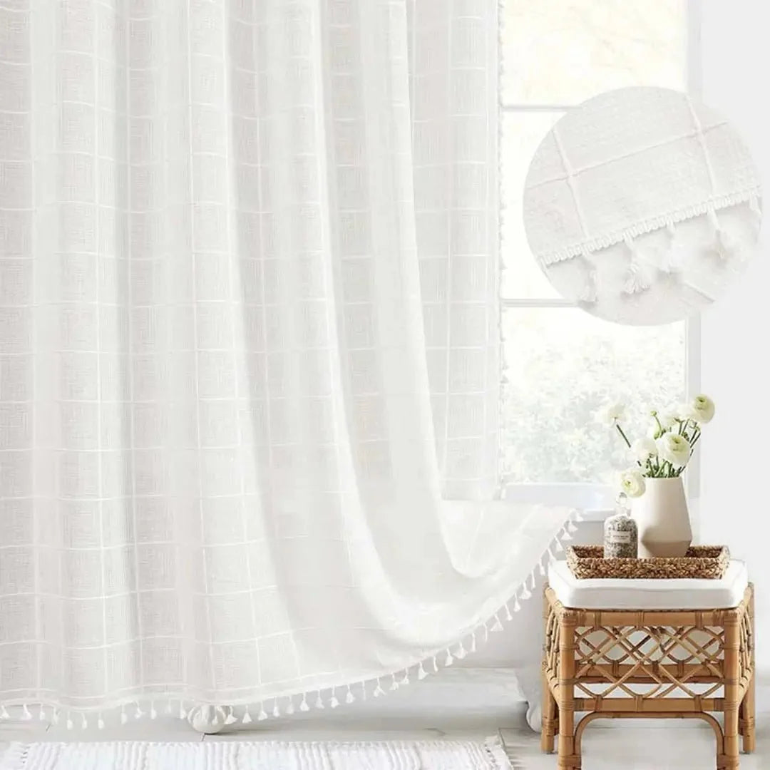 Shower Curtain Linen Jacquard Waterproof Quick-Drying