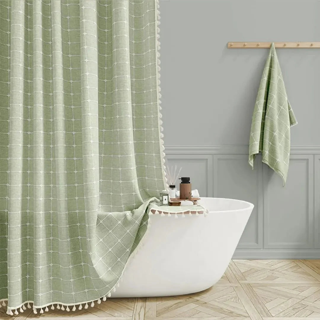 Shower Curtain Linen Jacquard Waterproof Quick-Drying