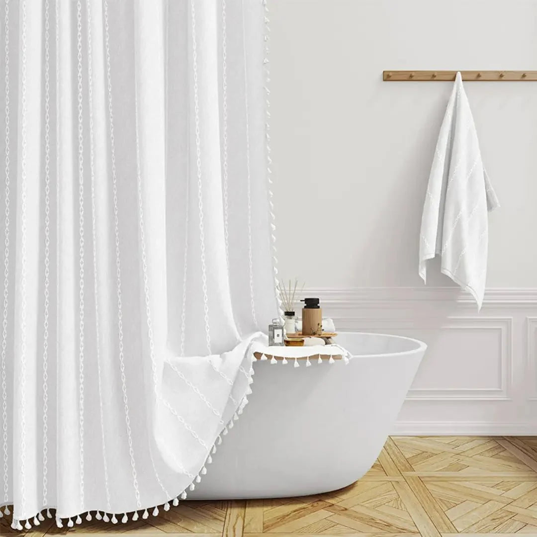 Shower Curtain Linen Jacquard Waterproof Quick-Drying