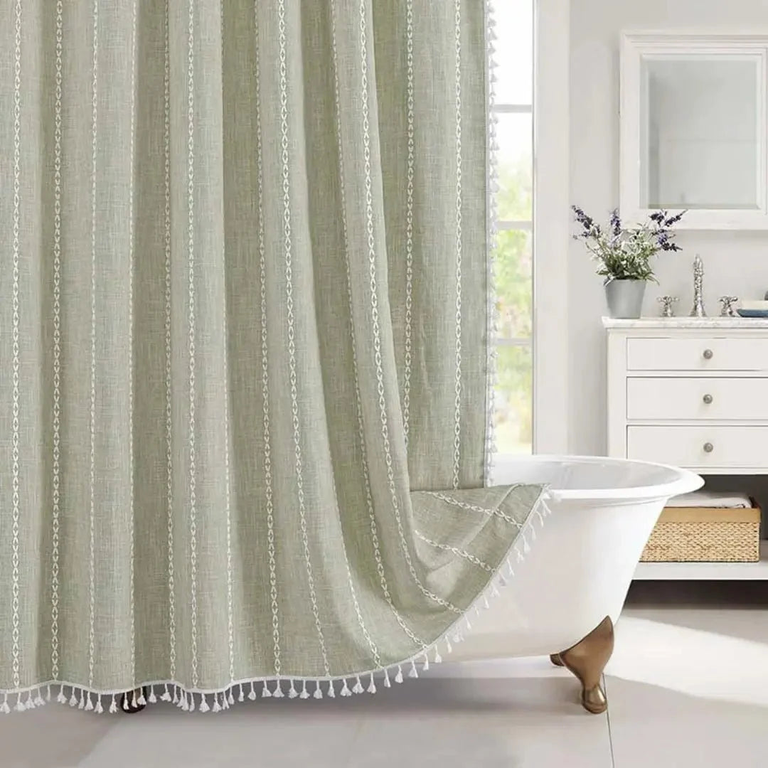 Shower Curtain Linen Jacquard Waterproof Quick-Drying
