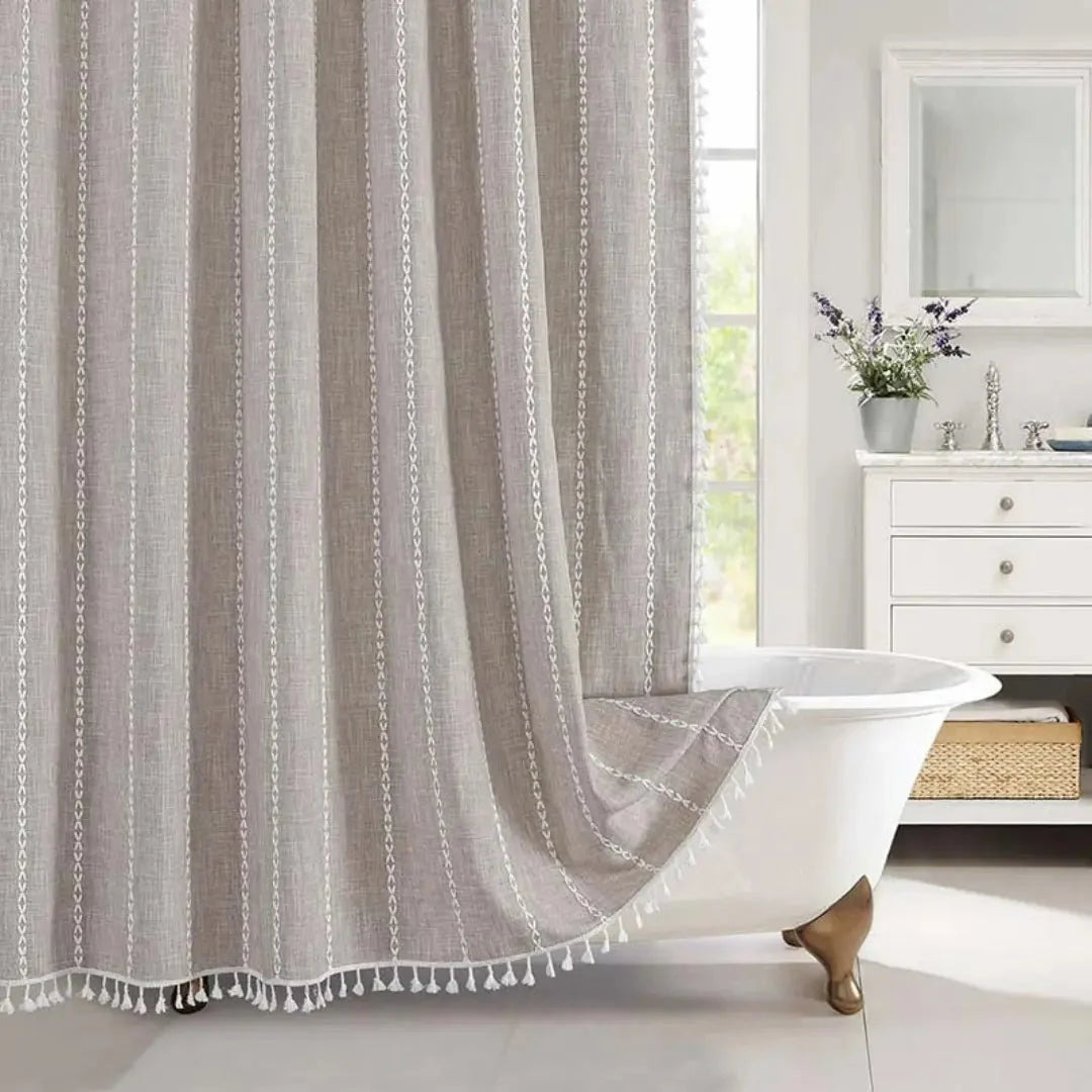 Shower Curtain Linen Jacquard Waterproof Quick-Drying