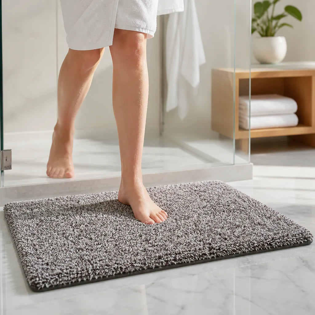 Shower Mat Plush Quick-Dry Non-Slip Backing