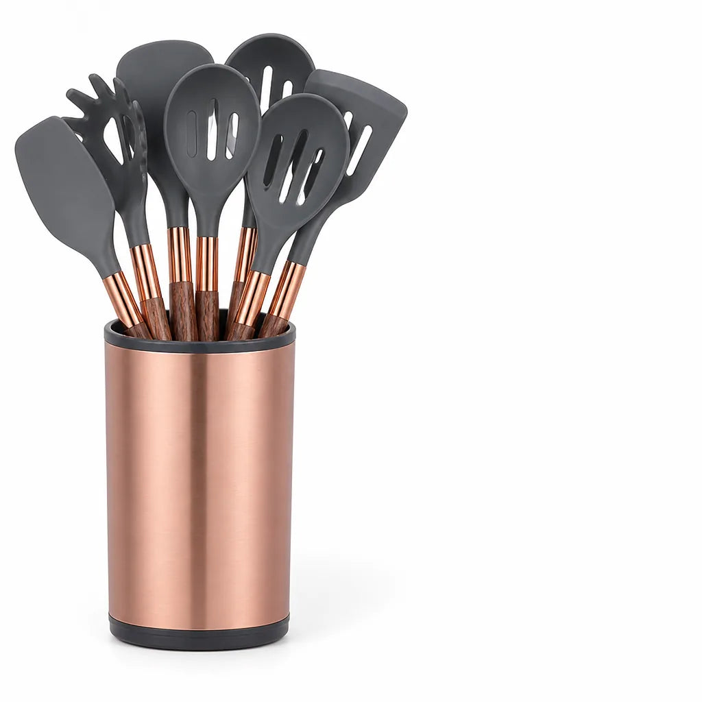 Silicone Heads Stainless Steel Handles Kitchen Utensil Set (7-Piece)
