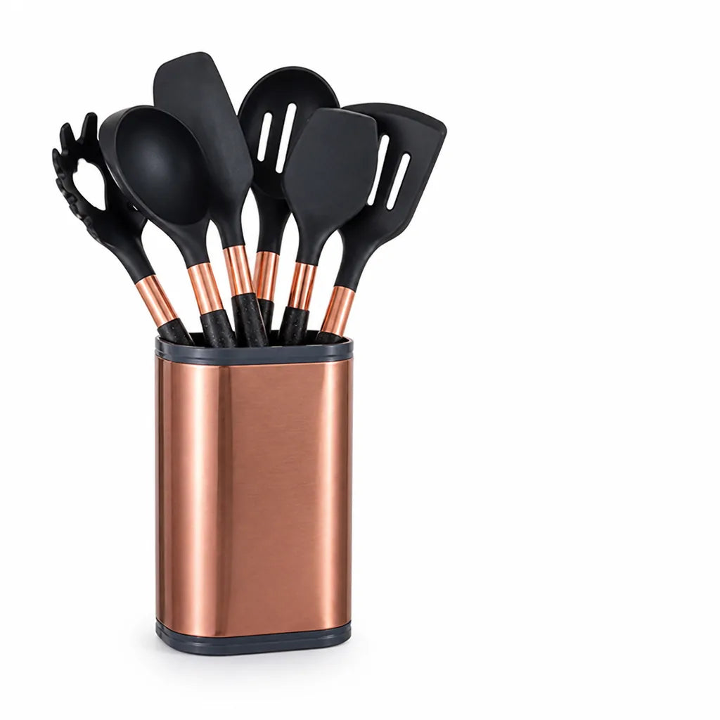 Silicone Heads Stainless Steel Handles Kitchen Utensil Set (7-Piece)