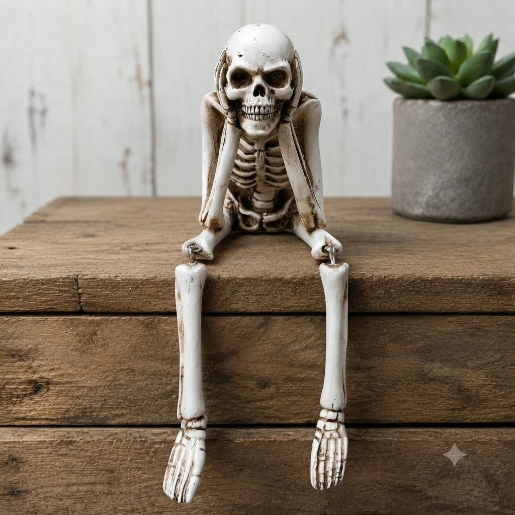 Skeleton Figurine Set Resin Three Poses Halloween Decor