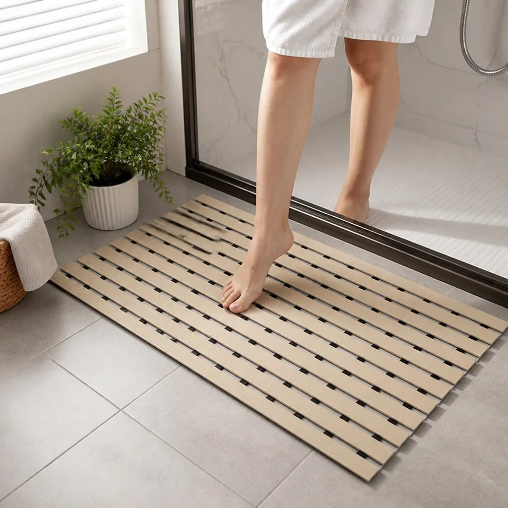 Slat-Strip Open-Gap Drainage Bath Mat