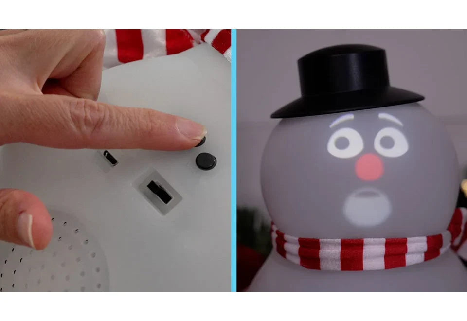 Snowman Decoration Animated LED Projector & Built-In Speaker
