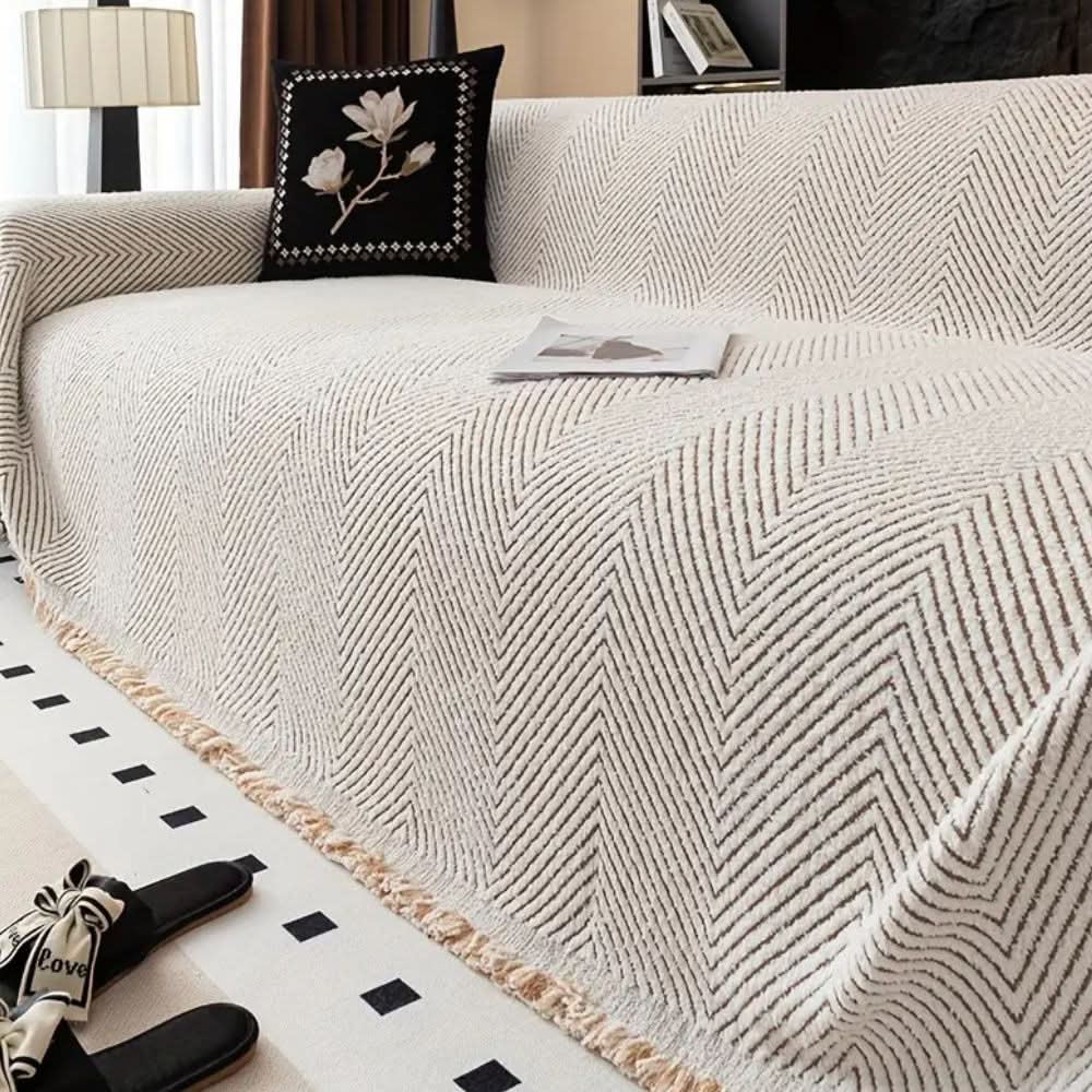 Sofa Cover Herringbone Splash-Resistant Non-Slip Underside