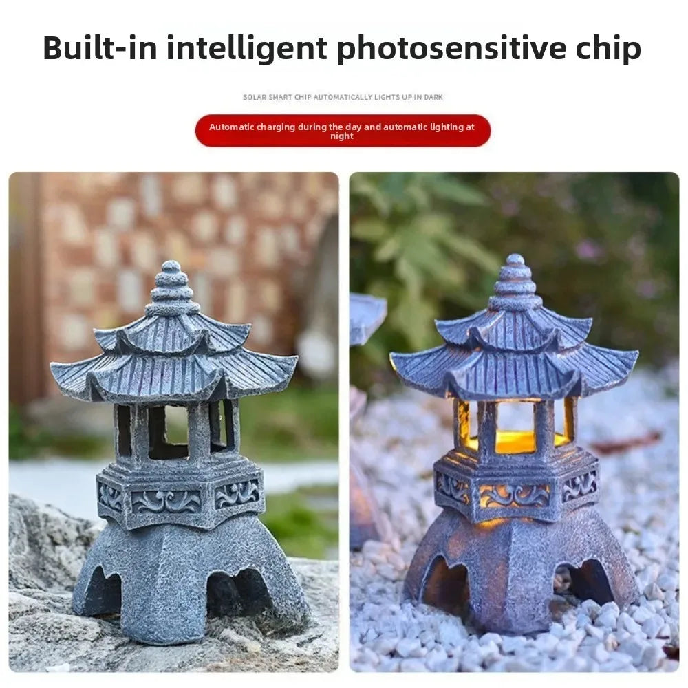 Solar Garden Lantern Pagoda Design Automatic Dusk Lighting