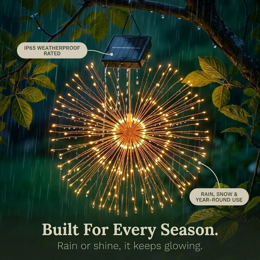 Solar Garden Lights Firework Effect Remote Control 4-Piece Set