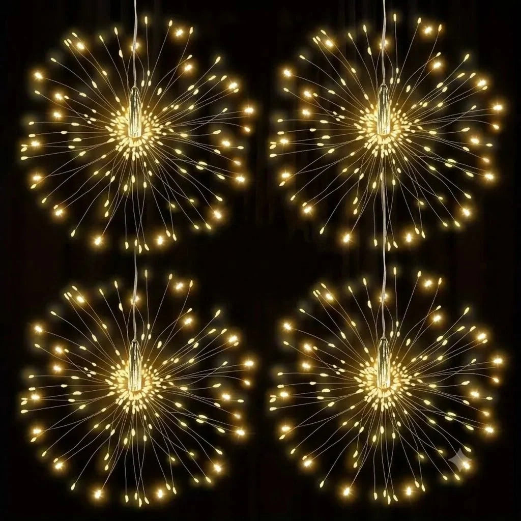 Solar Garden Lights Firework Effect Remote Control 4-Piece Set