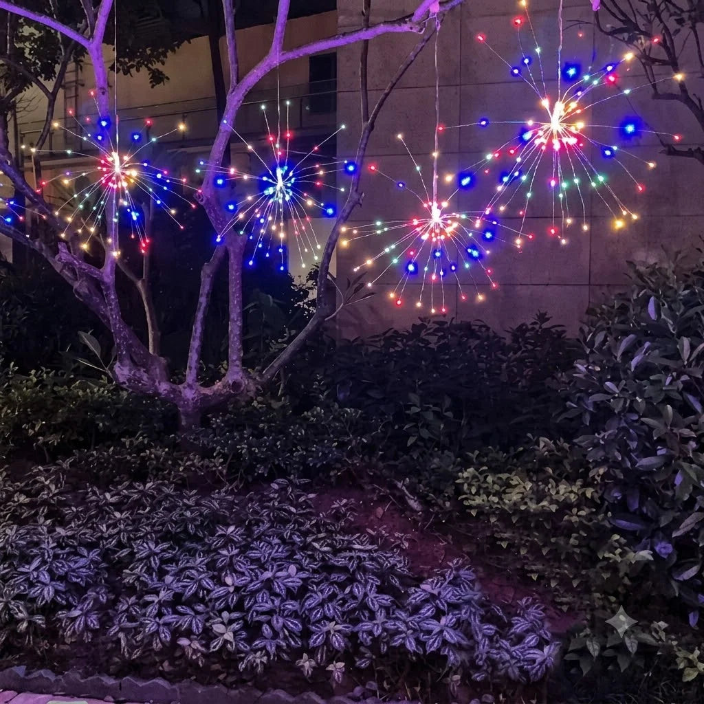 Solar Garden Lights Firework Effect Remote Control 4-Piece Set