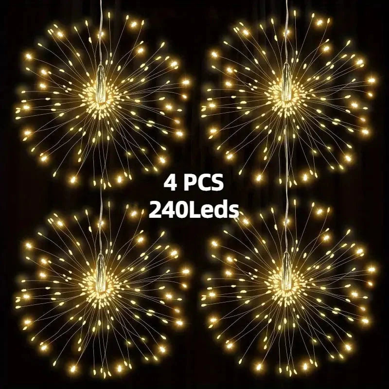 Solar Garden Lights Firework Effect Remote Control 4-Piece Set