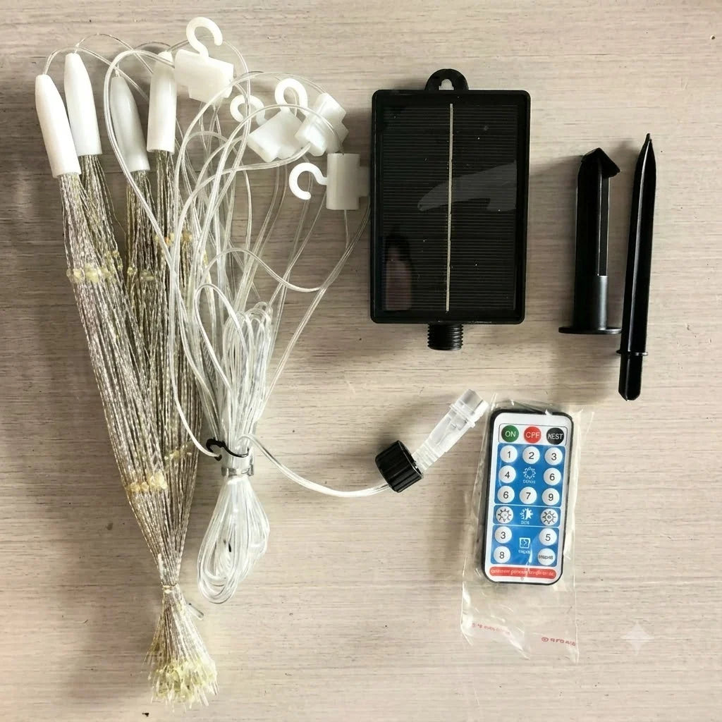Solar Garden Lights Firework Effect Remote Control 4-Piece Set
