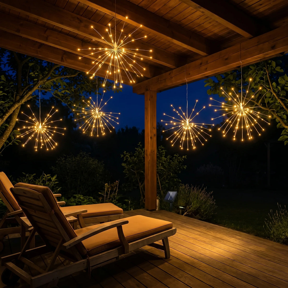 Solar Garden Lights Firework Effect Remote Control 4-Piece Set