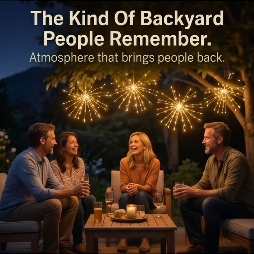 Solar Garden Lights Firework Effect Remote Control 4-Piece Set