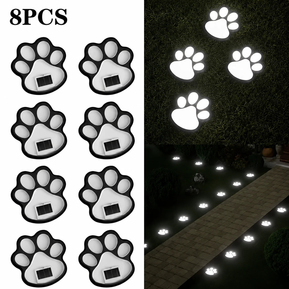 Solar Garden Lights Paw Print Waterproof Automatic