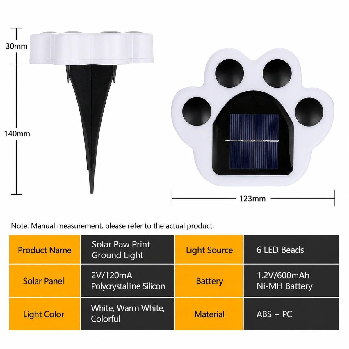 Solar Garden Lights Paw Print Waterproof Automatic