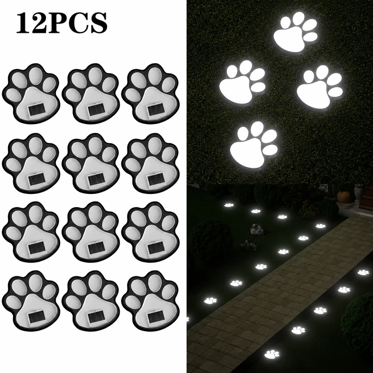 Solar Garden Lights Paw Print Waterproof Automatic