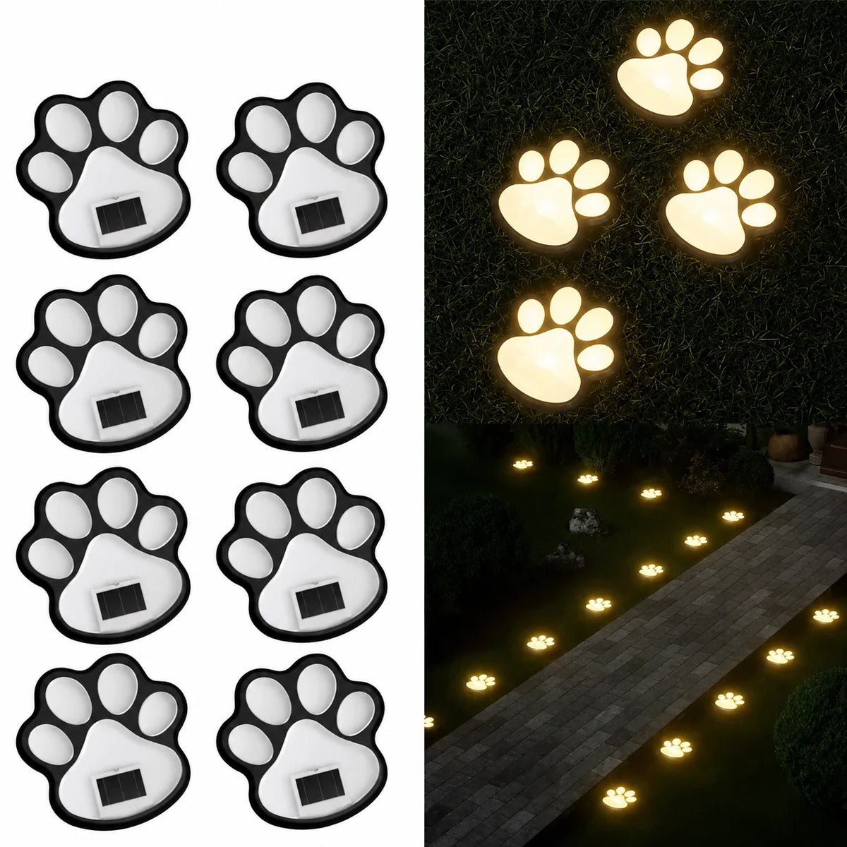 Solar Garden Lights Paw Print Waterproof Automatic