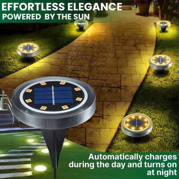 Solar Ground Lights Solar-Powered Stainless Steel Set of 10