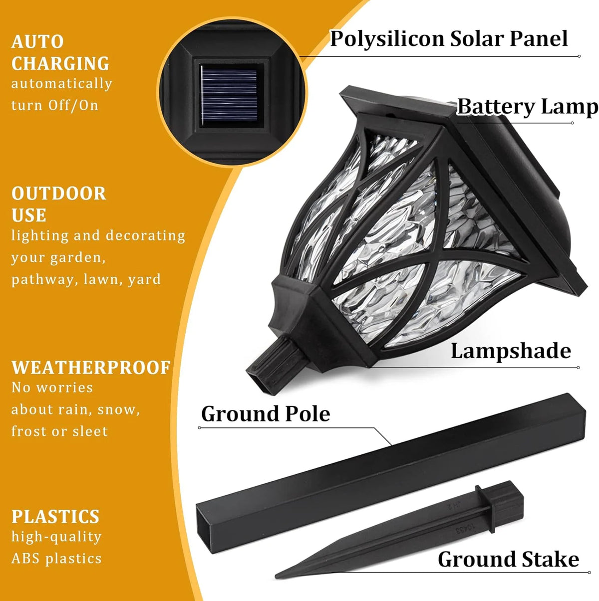 Solar Pathway Lights Water-Ripple LED Set of 6