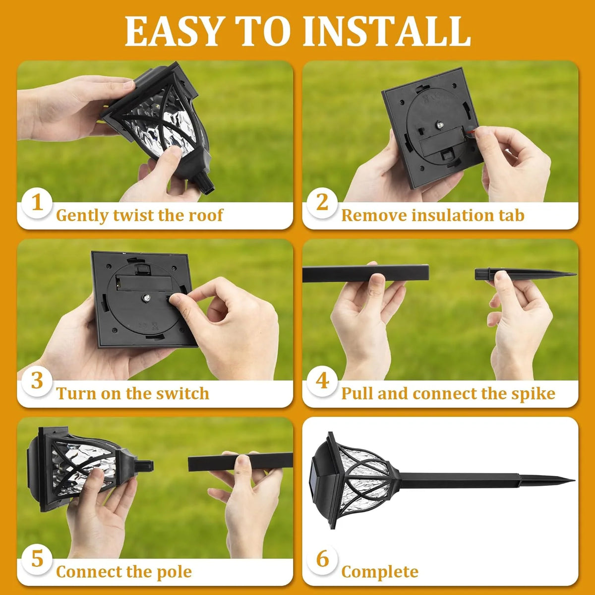 Solar Pathway Lights Water-Ripple LED Set of 6