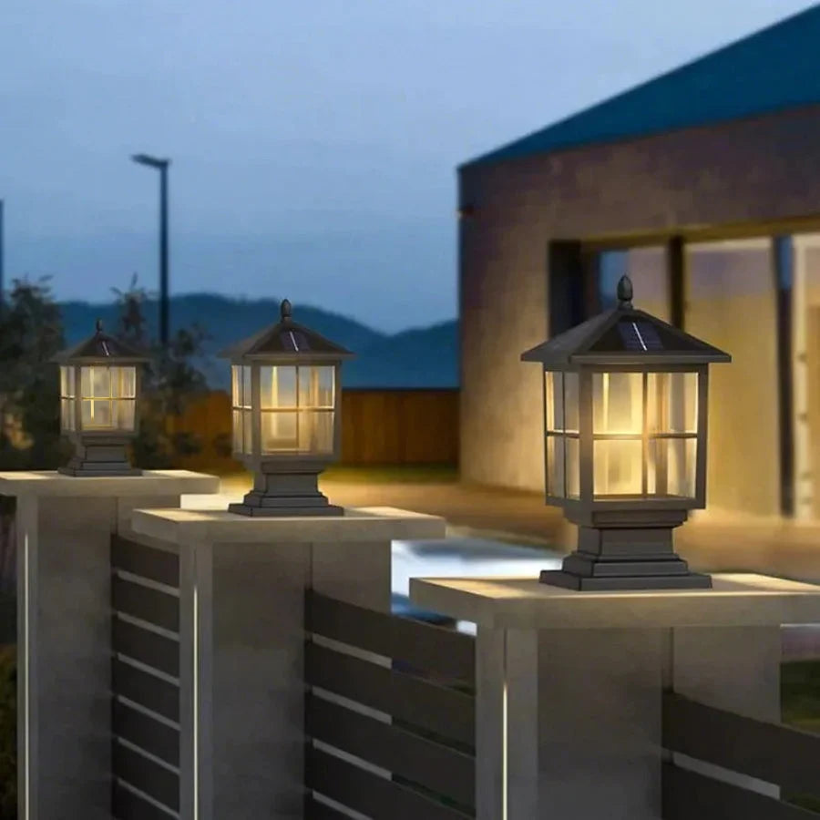 Solar Pillar Light Adjustable 3-Color IP65 Waterproof