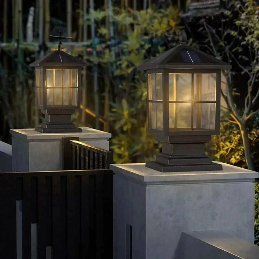 Solar Pillar Light Adjustable 3-Color IP65 Waterproof