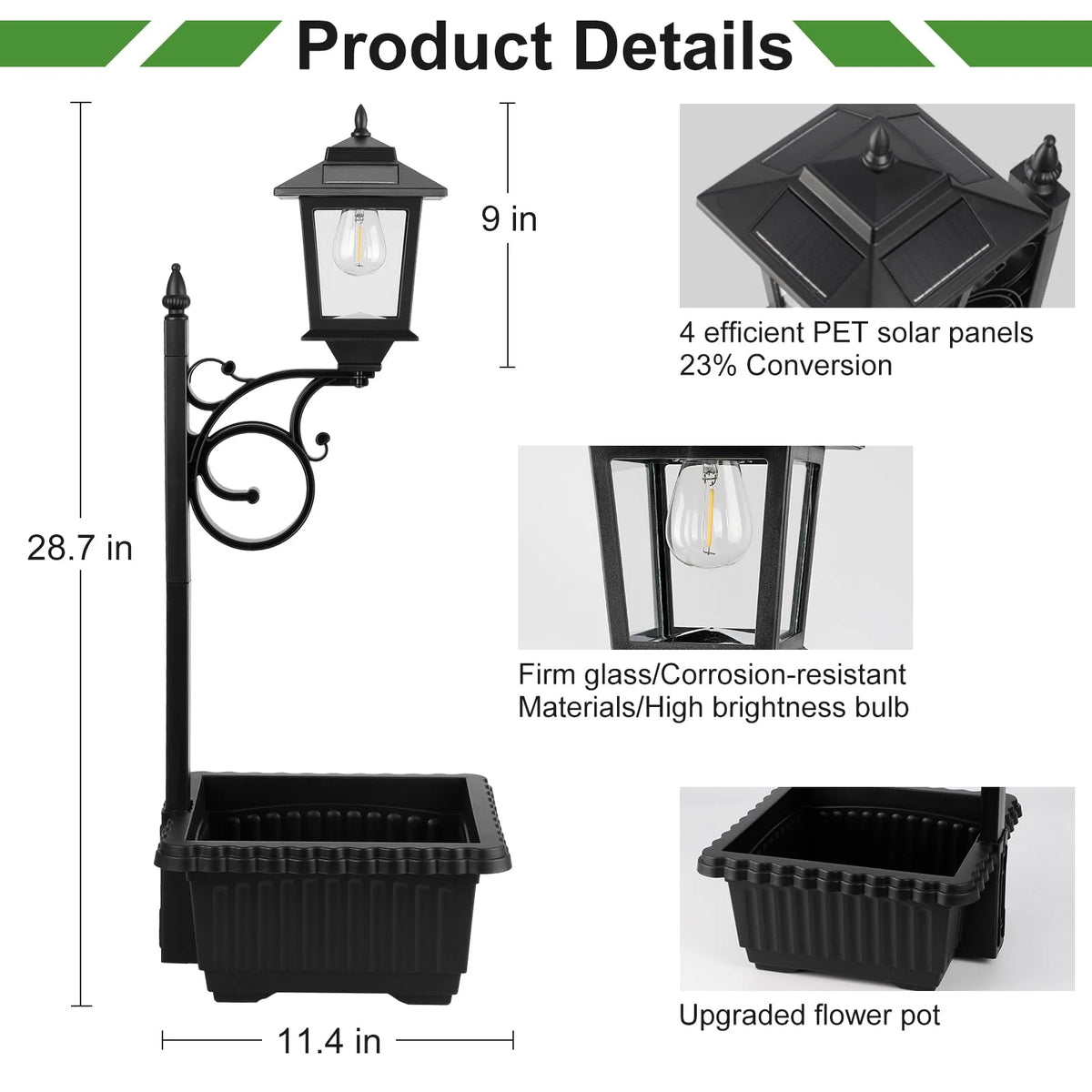 Solar Planter Light Solar-Powered IP65 Waterproof