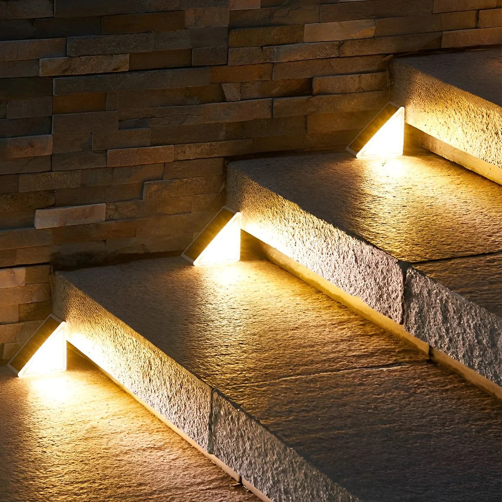 Solar Step Lights Solar-Powered Auto Dusk Activation Weather-Resistant