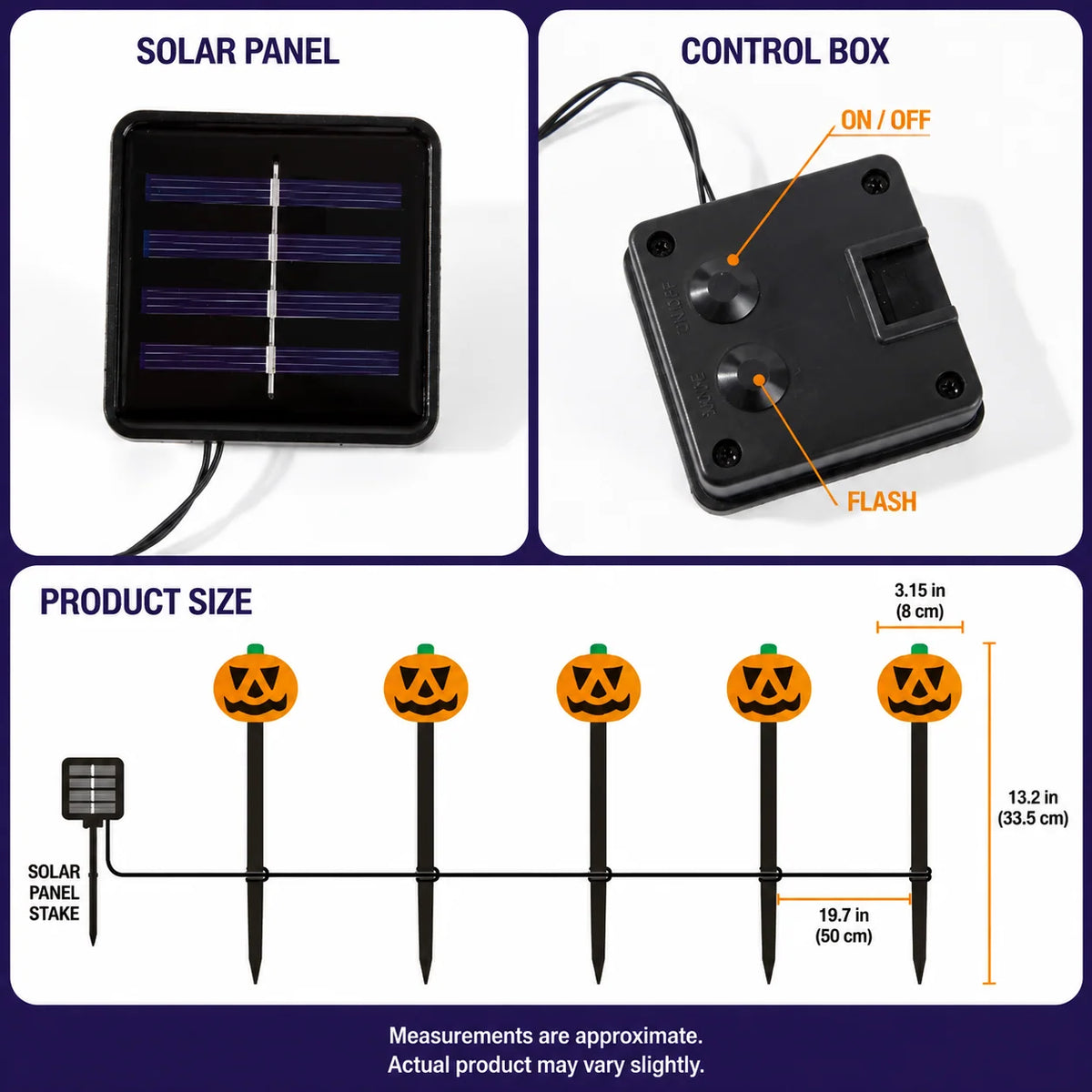 Stake Lights Solar-Powered Halloween Set of 5