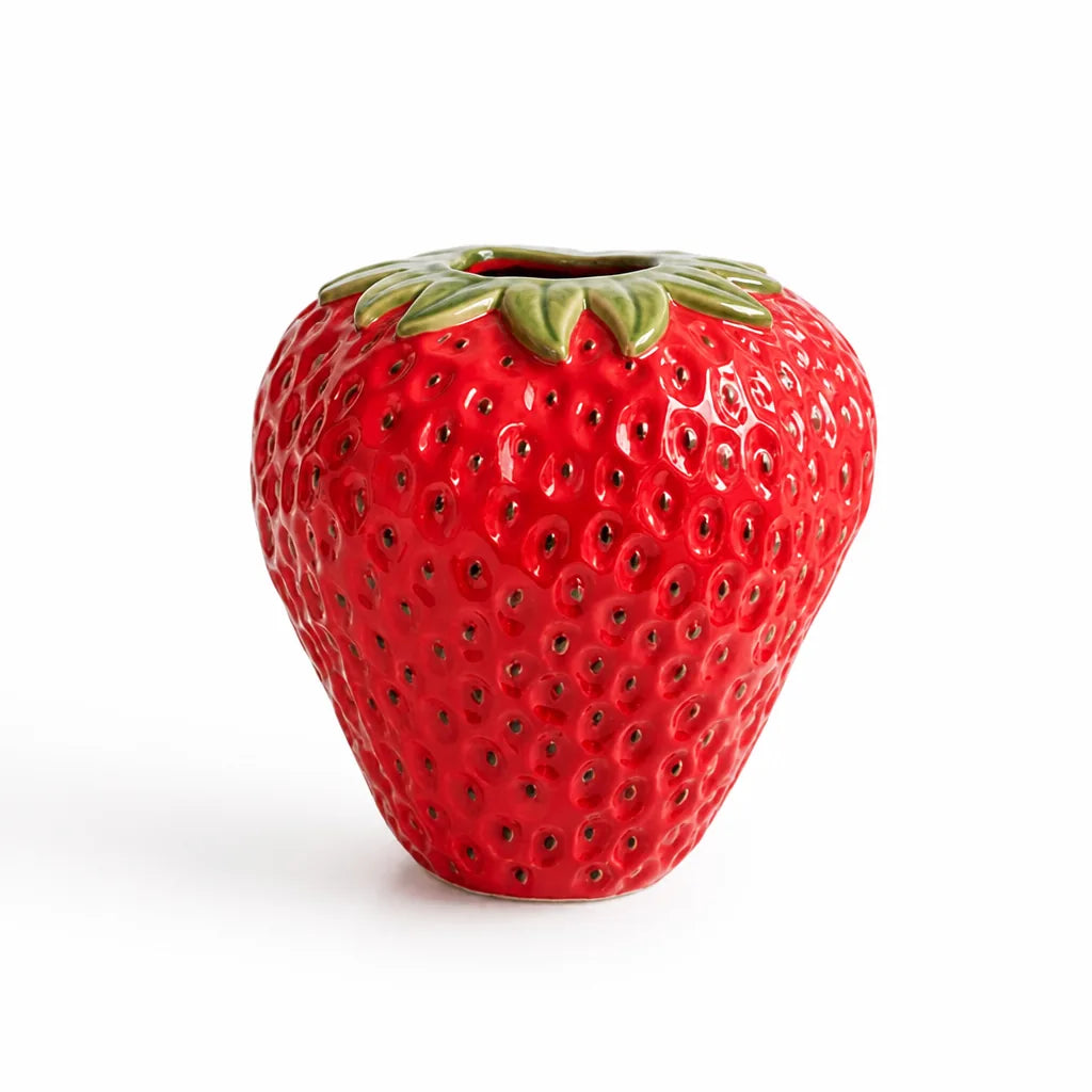 Strawberry-Shaped Ceramic Tabletop Vase