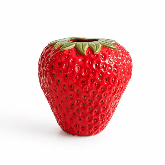 Strawberry-Shaped Ceramic Tabletop Vase
