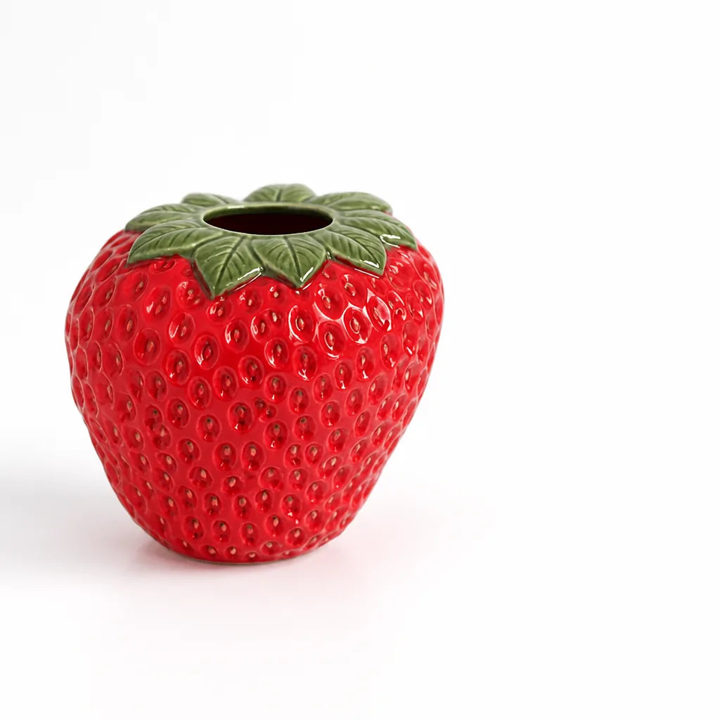 Strawberry-Shaped Ceramic Tabletop Vase