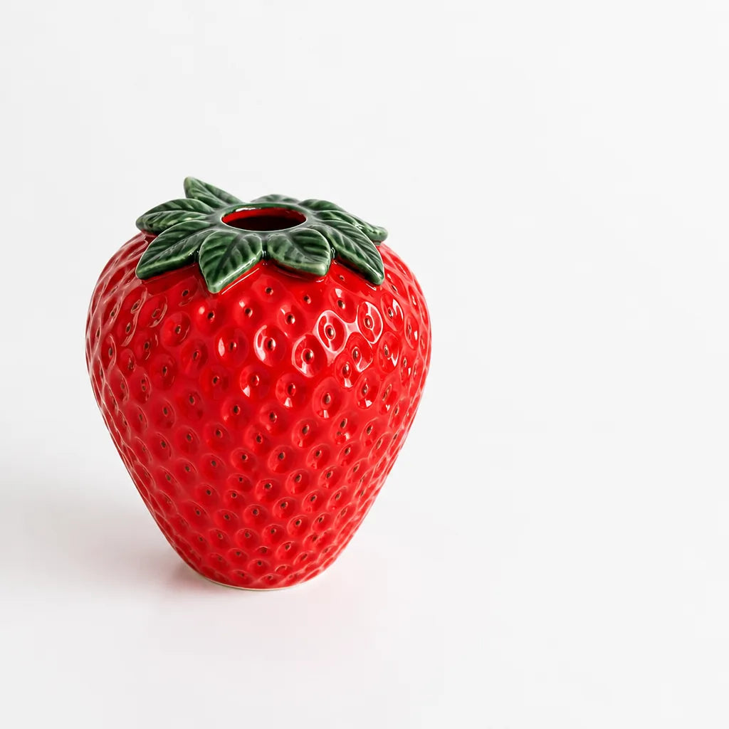 Strawberry-Shaped Ceramic Tabletop Vase