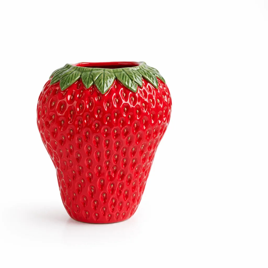 Strawberry-Shaped Ceramic Tabletop Vase