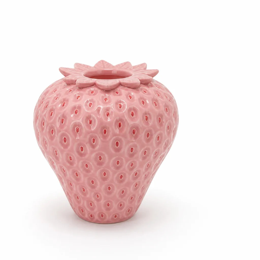 Strawberry-Shaped Ceramic Tabletop Vase