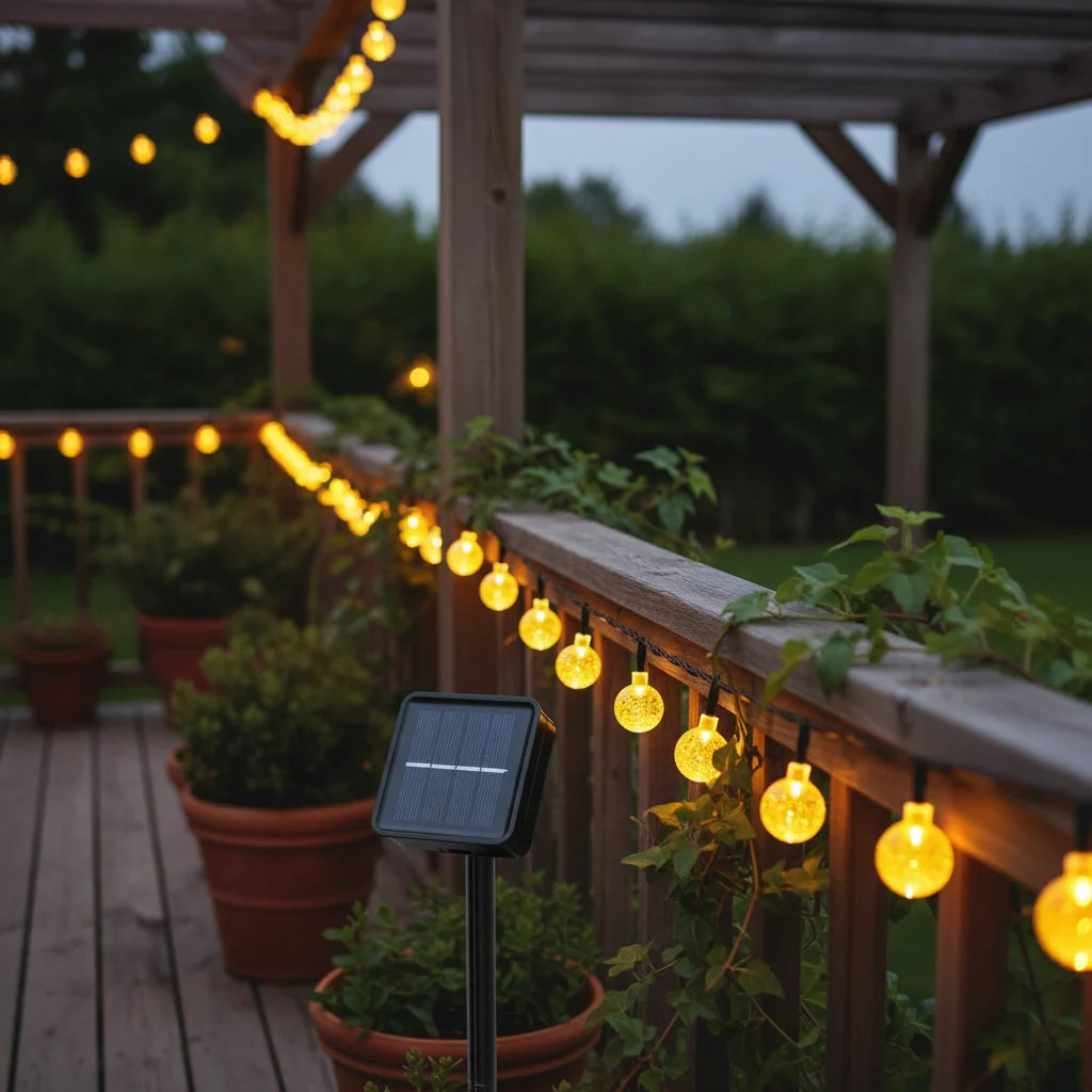 String Lights Solar Powered Automatic Dusk Sensor IP65 Waterproof