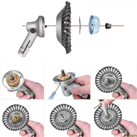 String Trimmer Brush Head Carbon Steel Bristles