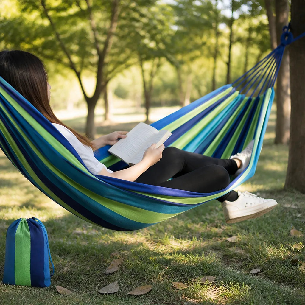 Striped Outdoor Hammock (Includes Carrying Bag, 190 x 80 cm)