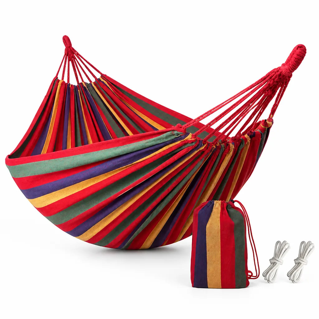 Striped Outdoor Hammock (Includes Carrying Bag, 190 x 80 cm)