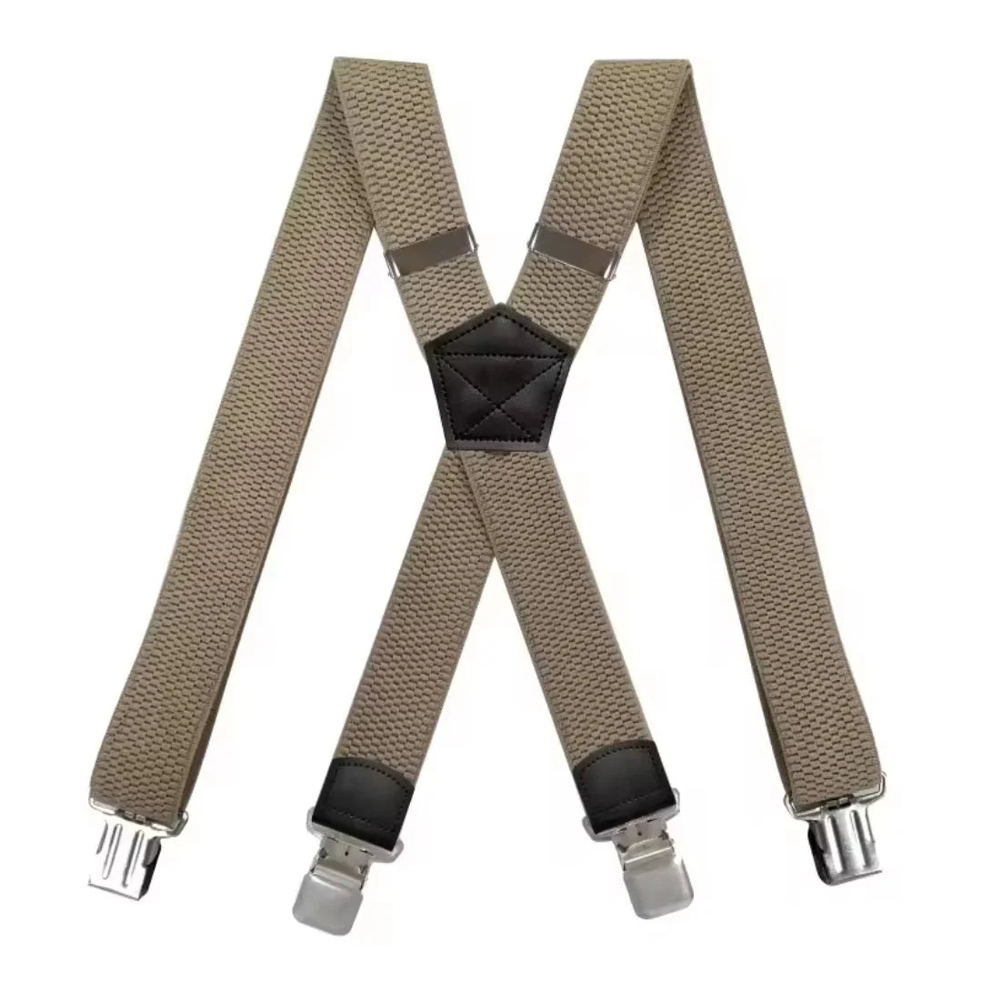Suspenders Adjustable X-Back Elastic Four Metal Clips