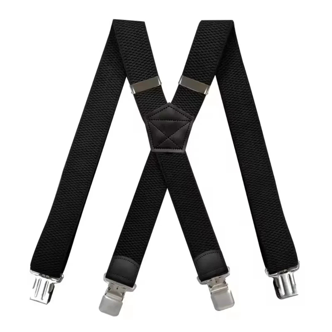 Suspenders Adjustable X-Back Elastic Four Metal Clips