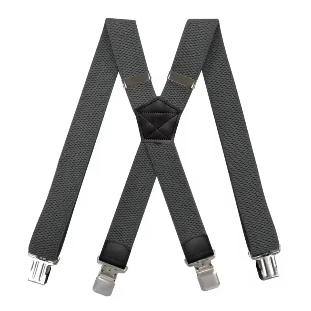 Suspenders Adjustable X-Back Elastic Four Metal Clips