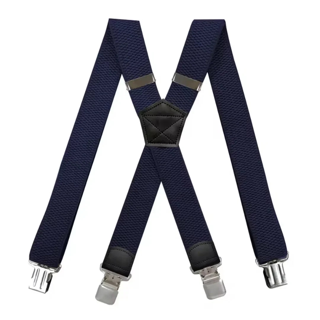 Suspenders Adjustable X-Back Elastic Four Metal Clips