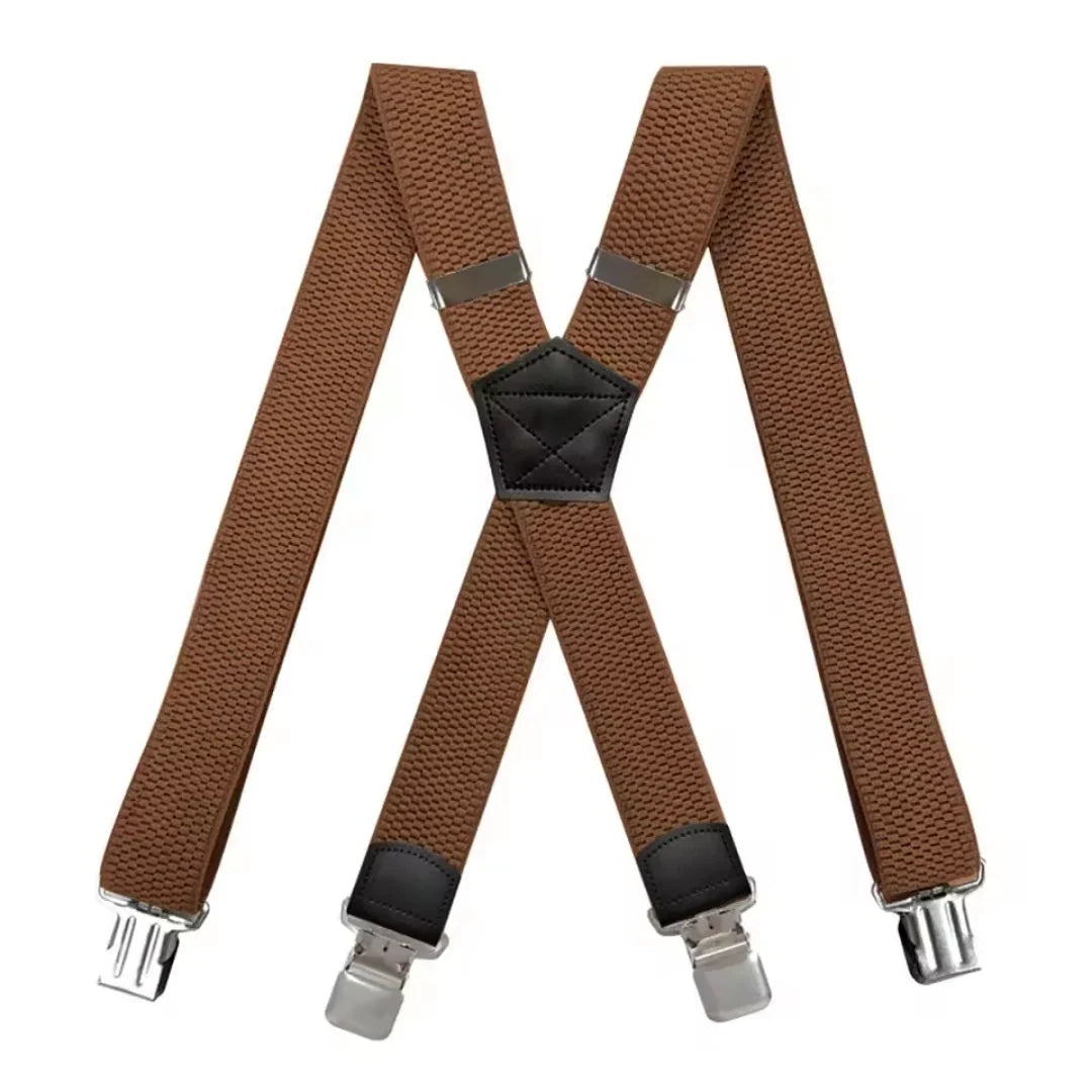Suspenders Adjustable X-Back Elastic Four Metal Clips