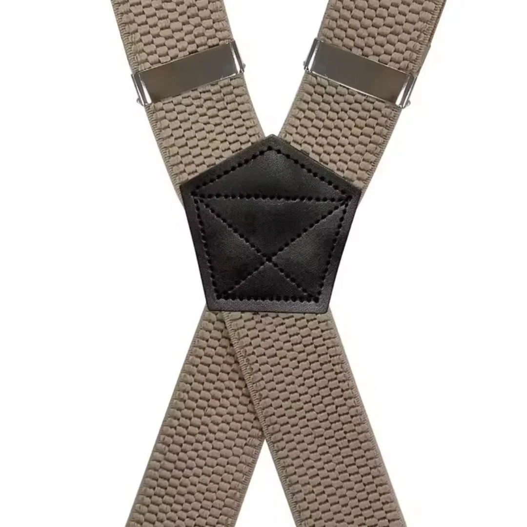 Suspenders Adjustable X-Back Elastic Four Metal Clips