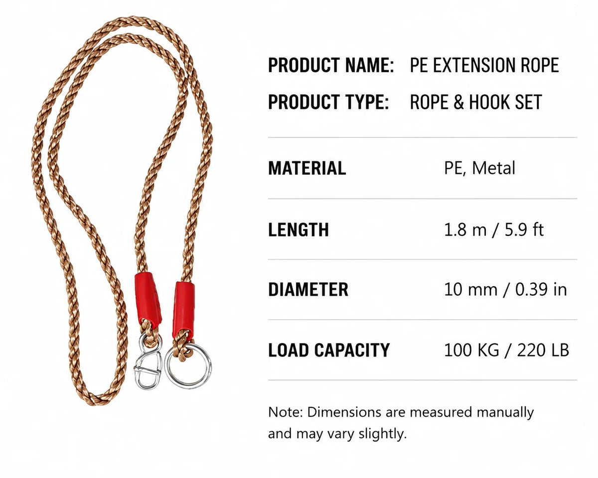 Swing Rope Extension Set Adjustable 3.6–5.9 Ft Metal Hooks