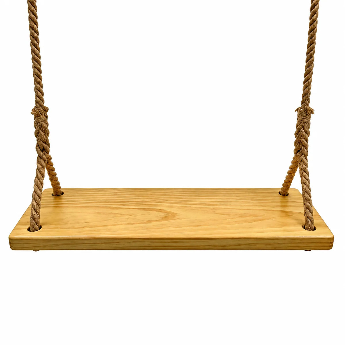 Swing Seat Solid Elm Wood Braided Hemp Rope Set